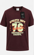 SNUBBY Men's Coffee Athletic Dept. 76 Graphic Printed 100% Pure Cotton Regular Fit T-Shirt
