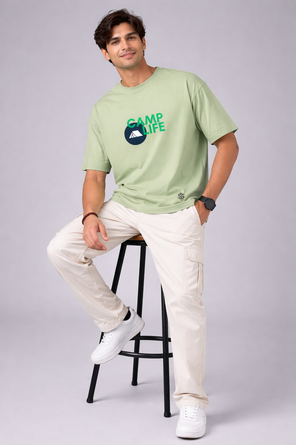 Snubby Oversized Tee - Cotton Lycra | Relaxed Stretch Fit