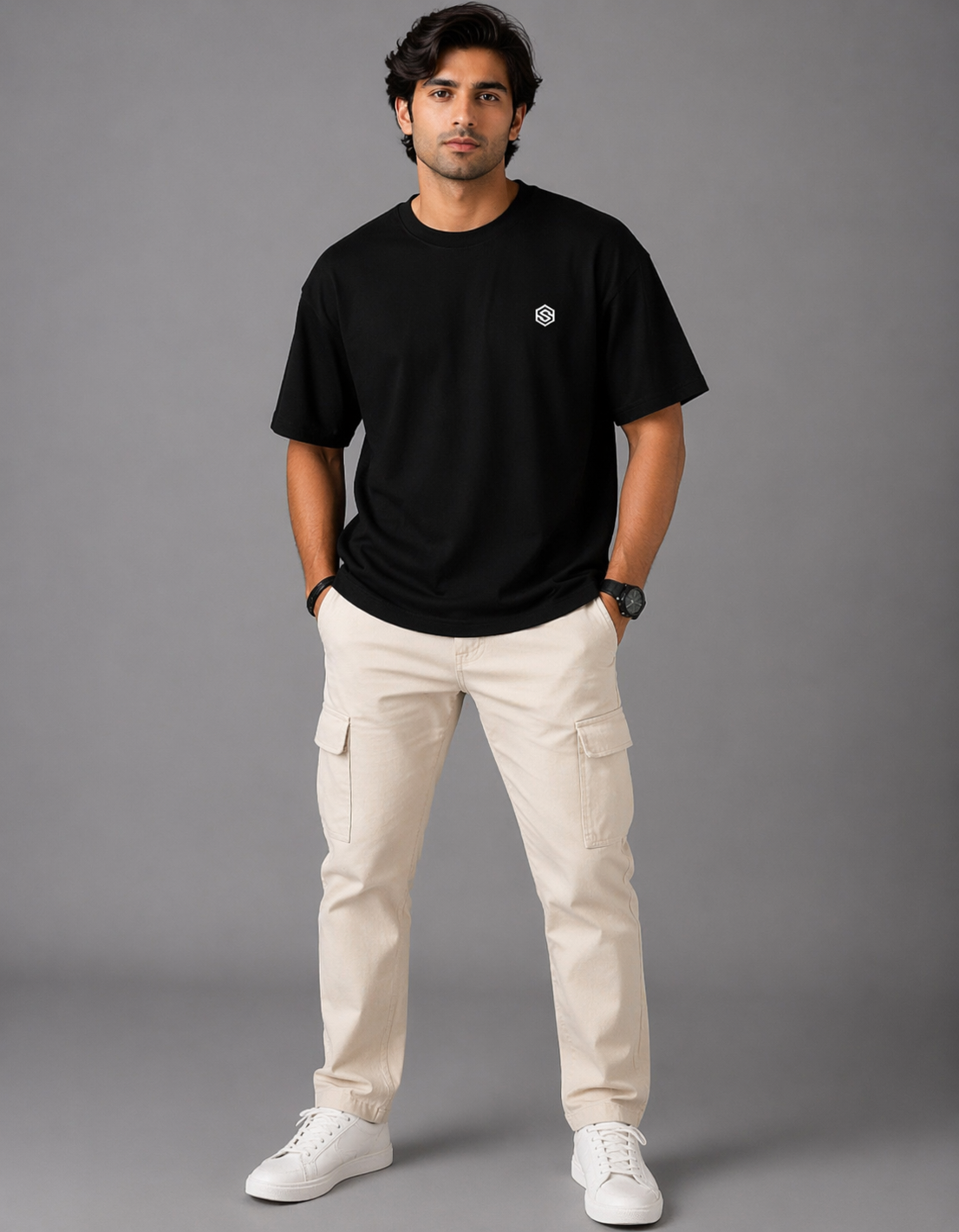 Snubby Oversized Tee - Cotton Lycra | Relaxed Stretch Fit
