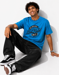 SNUBBY Men's Turquoise East Coast M.C. Graphic Printed 100% Pure Cotton Regular Fit T-Shirt