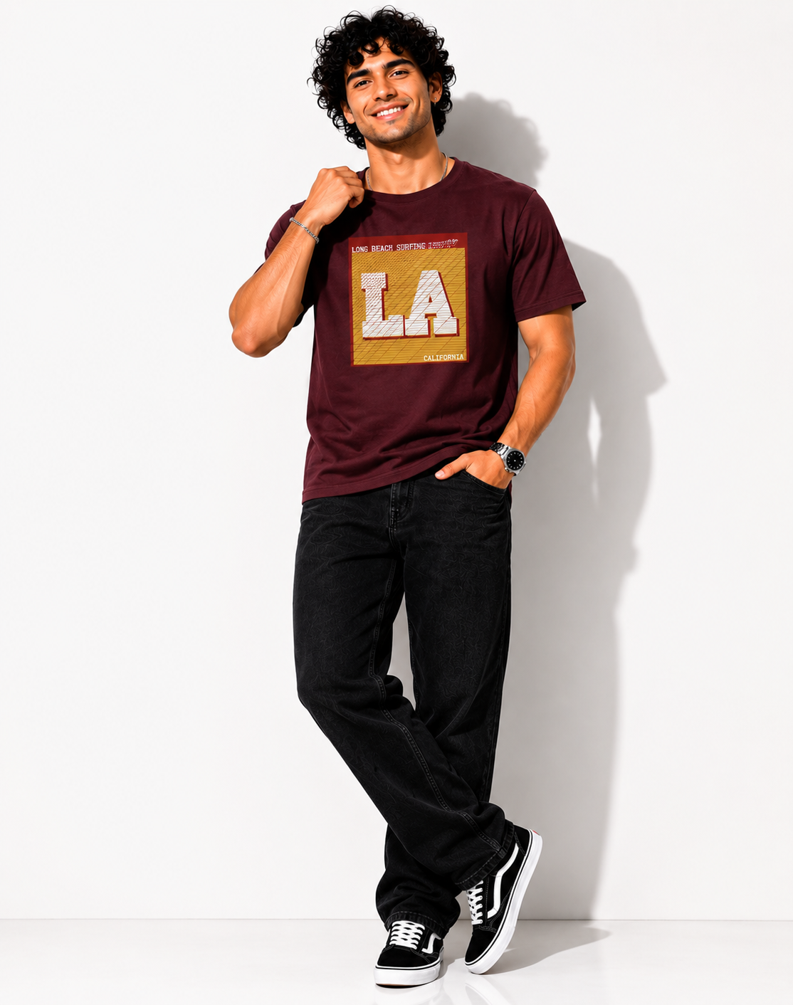 SNUBBY Men's CoffeeLA California Graphic Printed 100% Pure Cotton Regular Fit T-Shirt