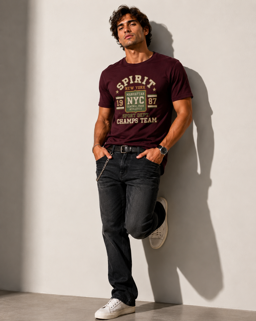 SNUBBY Men's Coffee Spirit NYC Graphic Printed 100% Pure Cotton Regular Fit T-Shirt