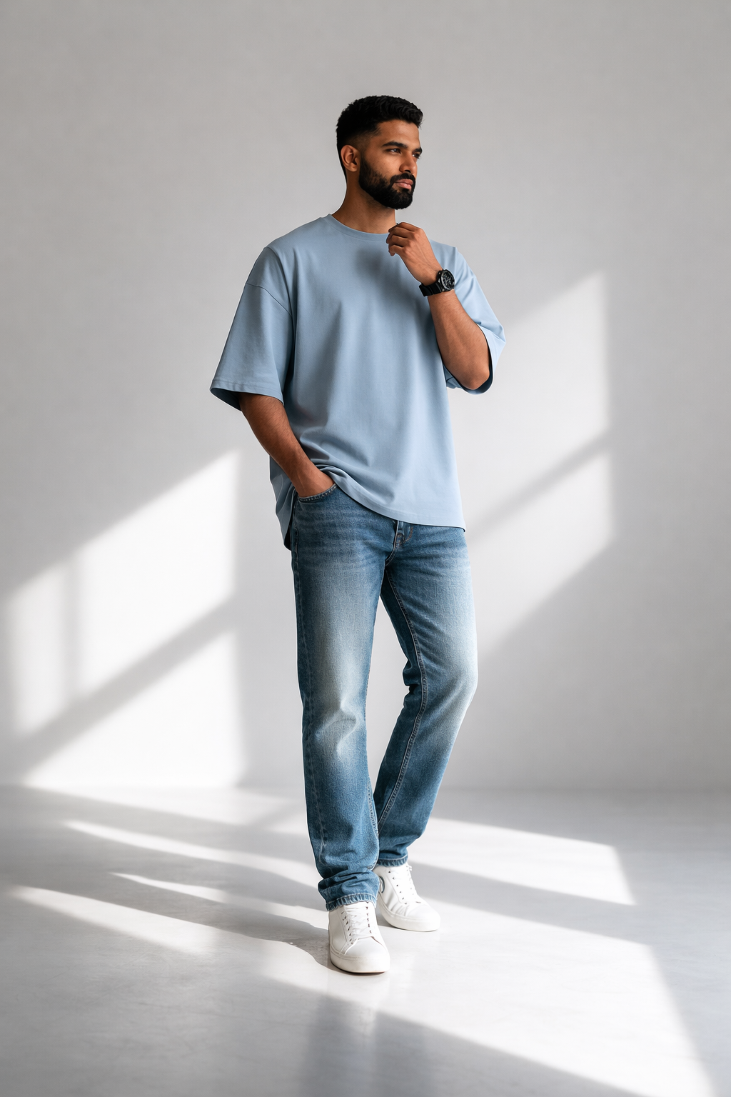 Snubby Oversized Tee - Cotton Lycra | Relaxed Stretch Fit
