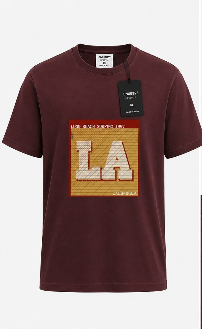 SNUBBY Men's CoffeeLA California Graphic Printed 100% Pure Cotton Regular Fit T-Shirt