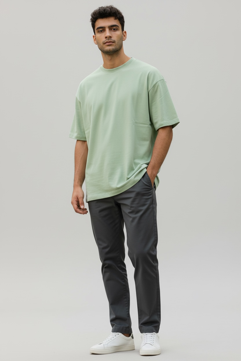 Snubby Oversized Tee - Cotton Lycra | Relaxed Stretch Fit