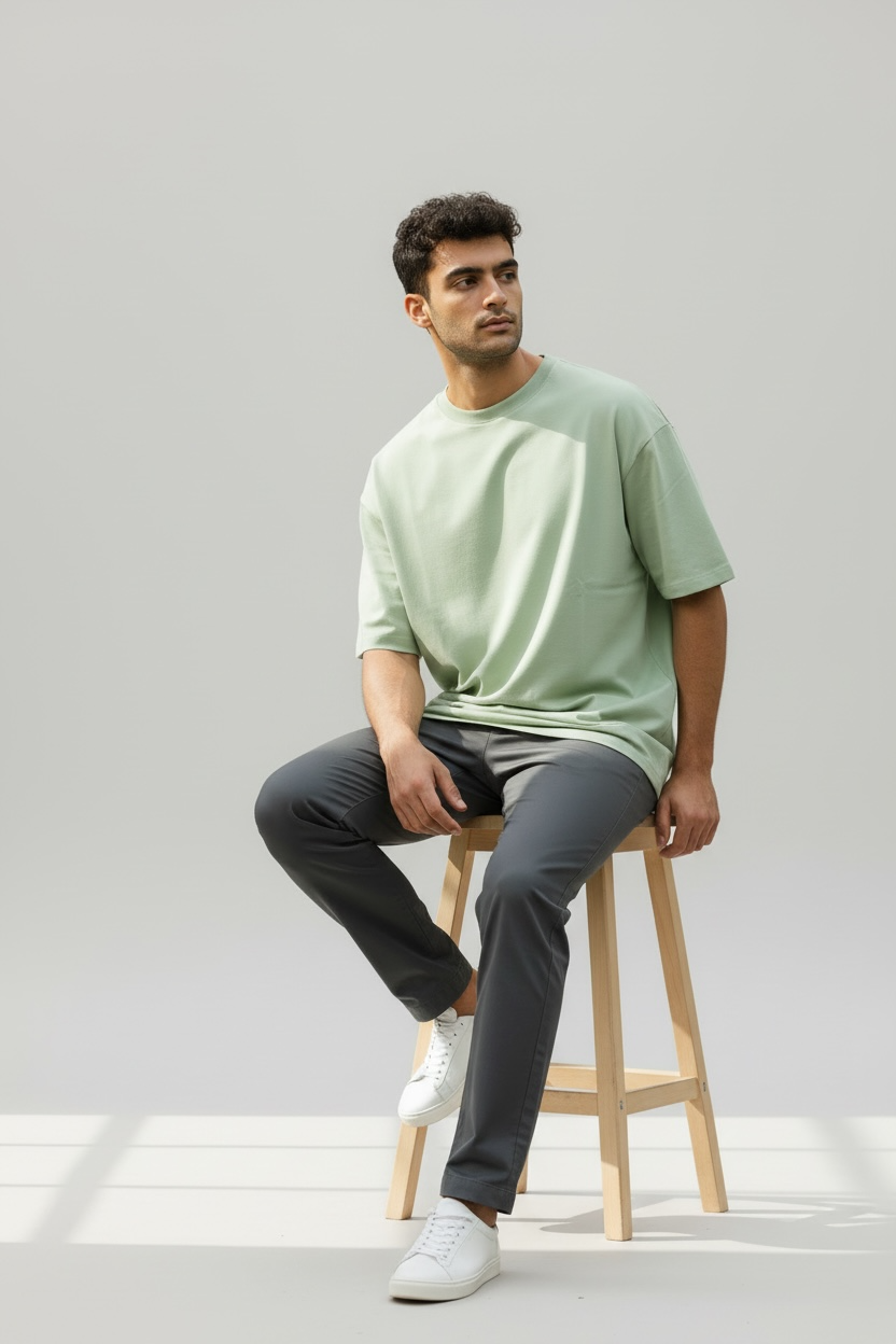 Snubby Oversized Tee - Cotton Lycra | Relaxed Stretch Fit