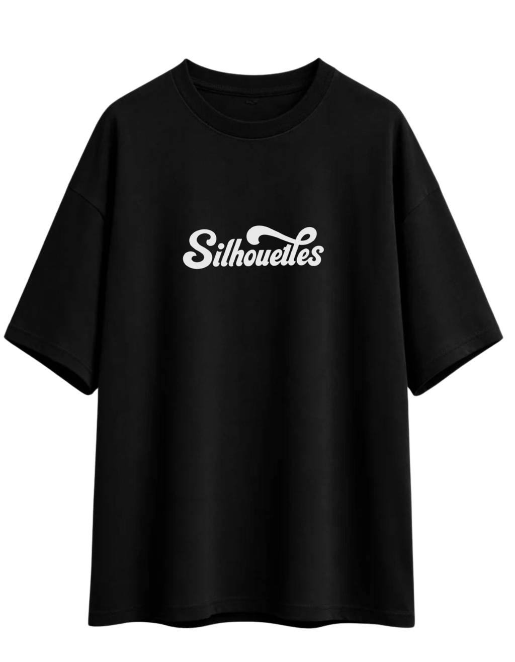 SNUBBY Men's Black "Silhouettes" Minimal Typography Premium Cotton Lycra 200 GSM Oversized T-Shirt