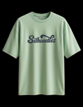 SNUBBY Men's Pista Green Silhouettes Typography Printed Premium Cotton Lycra 200 GSM Oversized T-Shirt