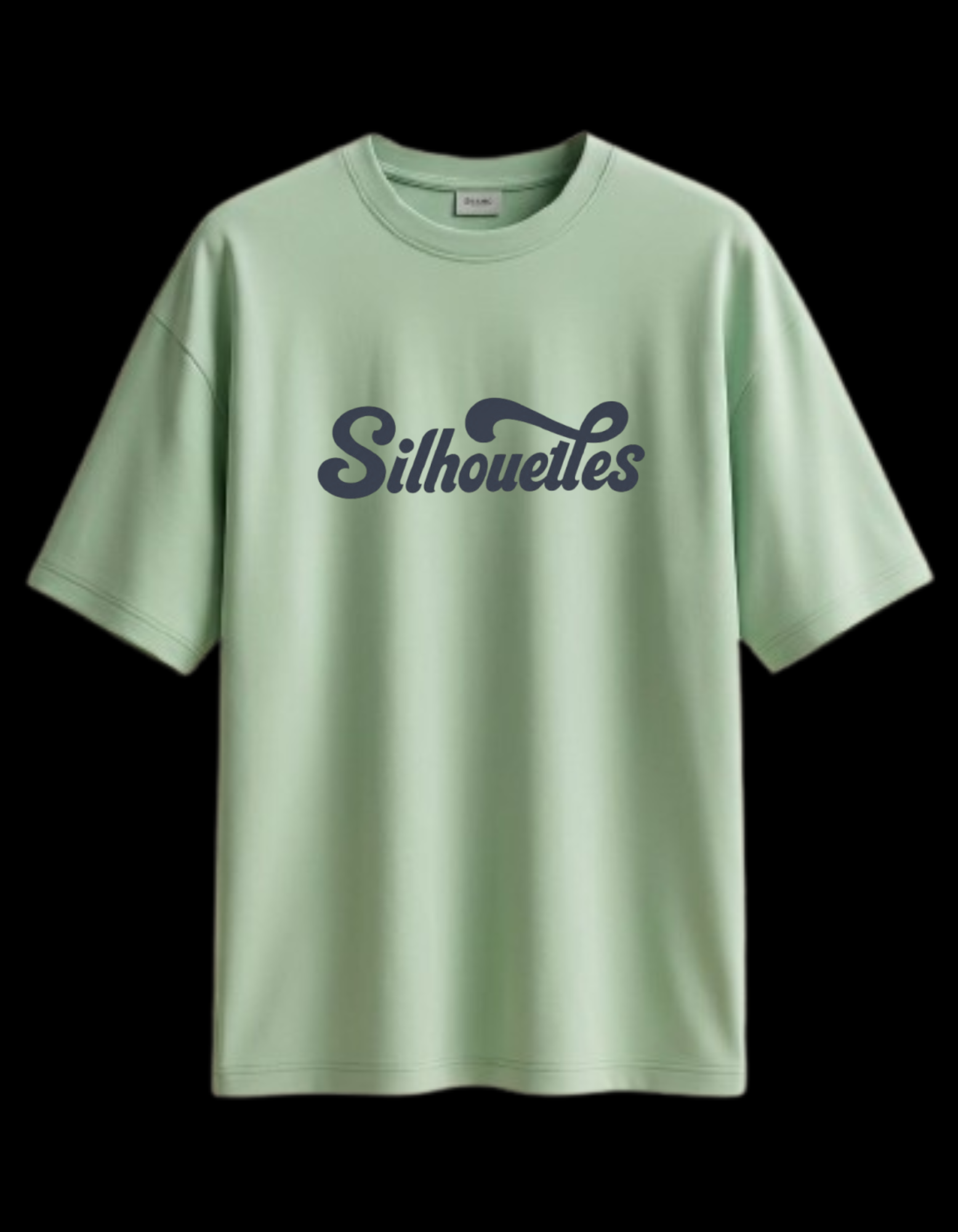 SNUBBY Men's Pista Green Silhouettes Typography Printed Premium Cotton Lycra 200 GSM Oversized T-Shirt