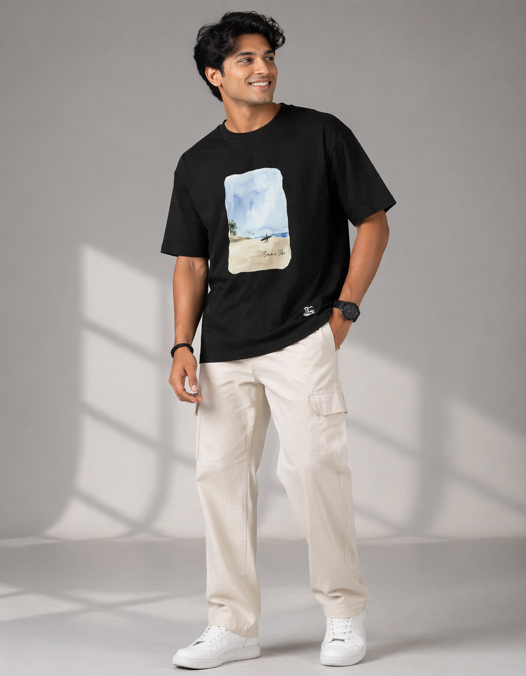 Snubby Oversized Tee - Cotton Lycra | Relaxed Stretch Fit