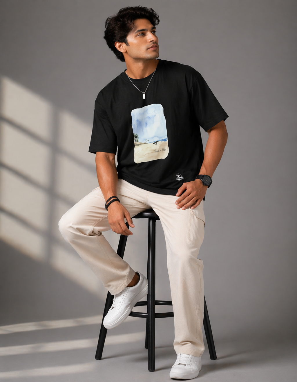 Snubby Oversized Tee - Cotton Lycra | Relaxed Stretch Fit