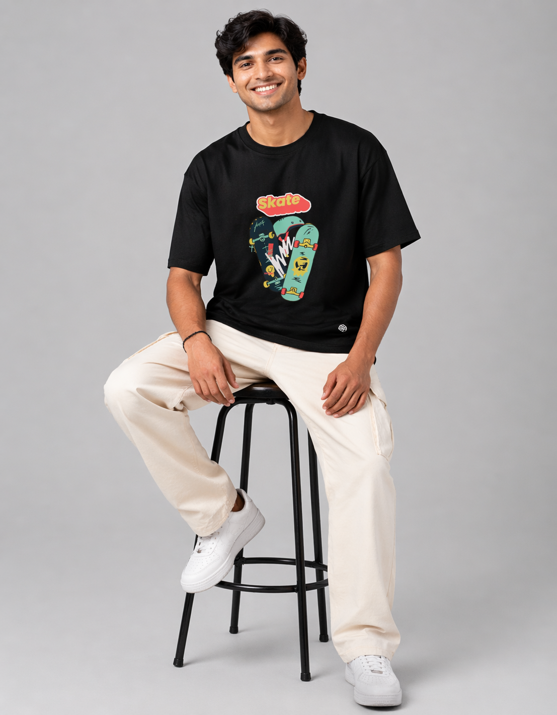 Snubby Oversized Tee - Cotton Lycra | Relaxed Stretch Fit